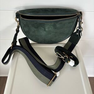 Sundance Bisous Suede Crossbody Forest Green Belt Bag NEW